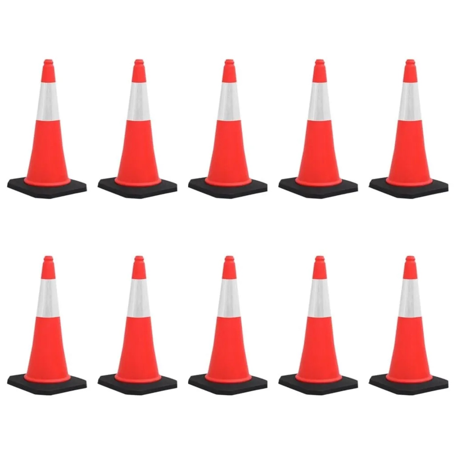 DELUKE Leitkegel SABI Mit Schwerem Fuß 10er Set 75cm Reflektierend Verkehrskegel Pylone Verkehrsleitkegel Warnleitkegel ...