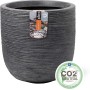 Grauer Capi Topf Waste Rib, 35x34 cm, aus recyceltem Material, für Innen- und Außenbereich.