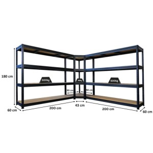 PROREGAL Mega Deal: Schwarzes Eckregal und 2 Schwerlastregale aus Metall, ideal für Keller und Lager.
