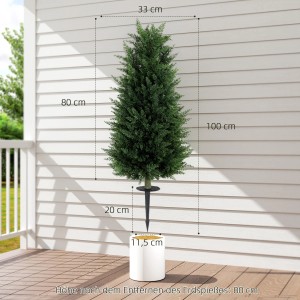 HOMCOM künstliche Zypresse im 2er-Set, 100 cm hoch, für Innen und Außen.