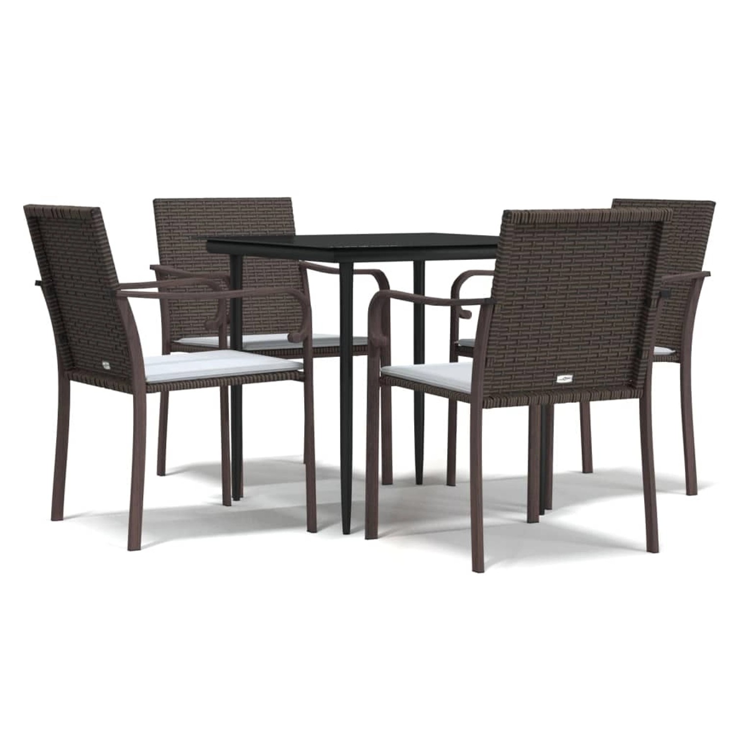 vidaXL 5-Tlg Garten-Essgruppe mit Kissen Poly Rattan und Stahl 3186938 günstig online kaufen