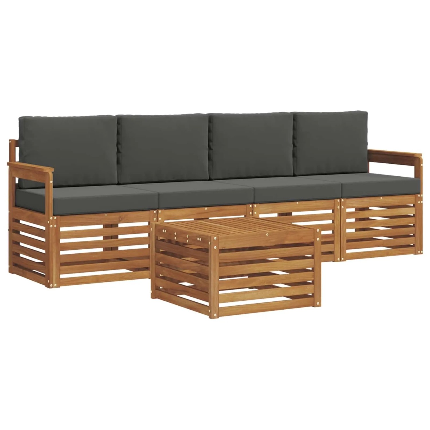 vidaXL Sofagarnituren 5 Tlg Natur und Anthrazit Massivholz Akazie 3374317