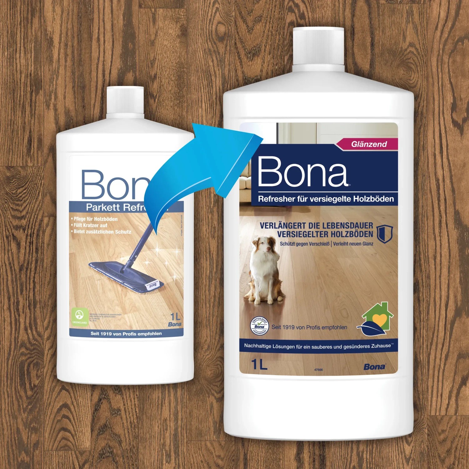Bona Refresher für Holzböden, 1L Flasche. Reinigungsmittel zur Pflege und zum Schutz versiegelter Böden.