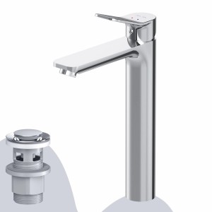 AM.PM Waschtischarmatur Hoch X-Joy Chrom mit Ablaufgarnitur für Waschbecken.
