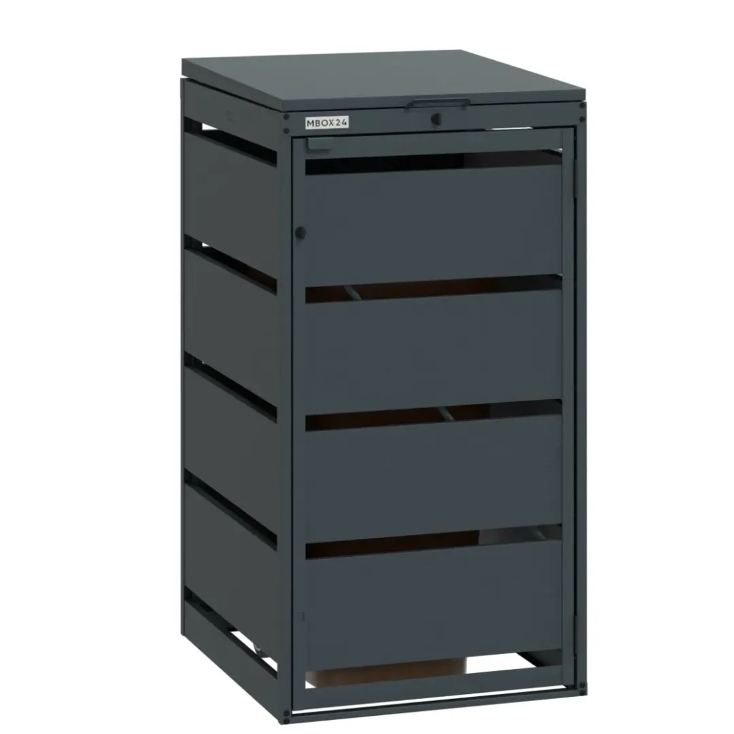 MBOX24 Classic Mülltonnenbox für 1 Mülltonne (120L) aus Verzinktem Stahl  1er Metall Mülltonnenverkleidung in Anthrazit  Robust & Wetterfest