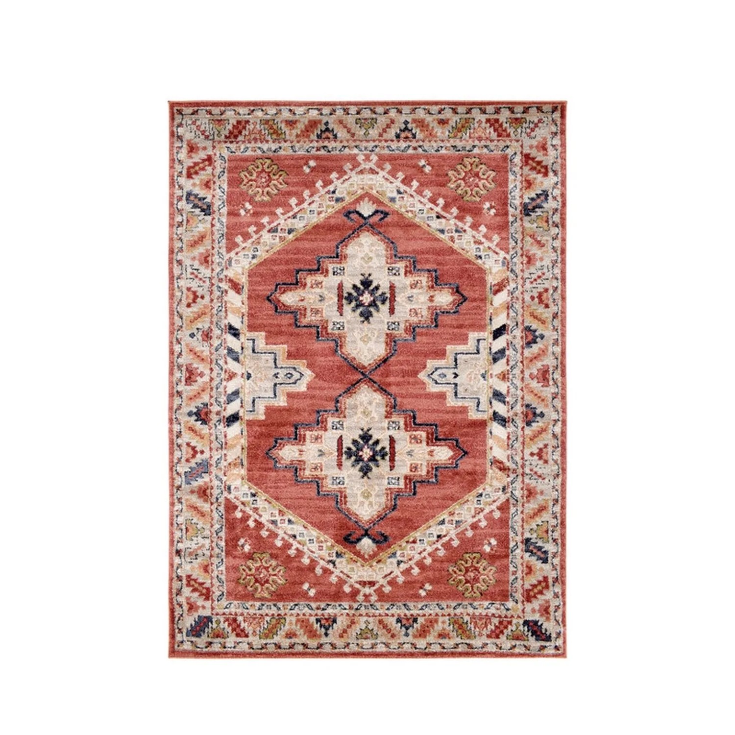 Vercai Rugs Teppich Florence Medaillon Rot Elfenbein 160 x 230 cm