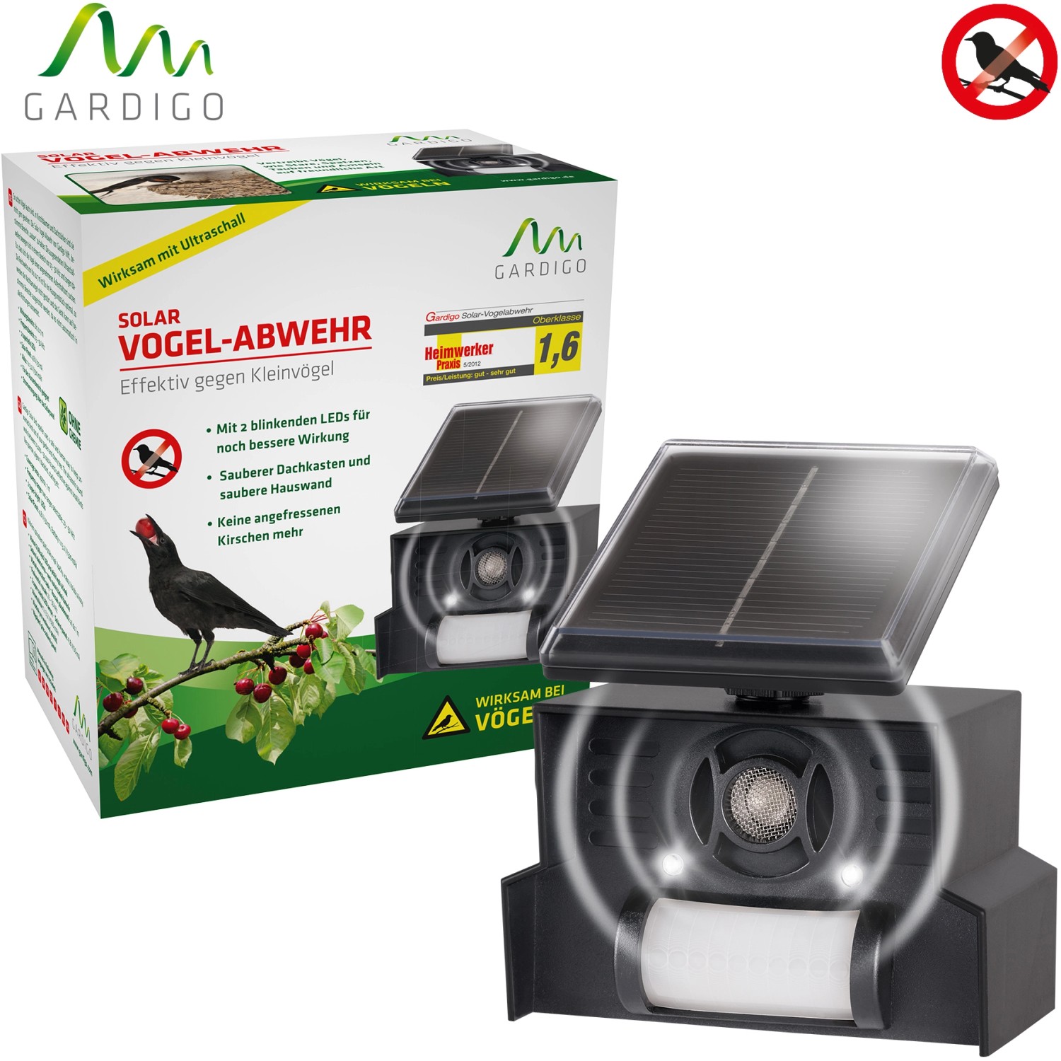 Ultraschall Taubenabwehr BirdBoggle Balkon Und Garten - Solar Vogelschreck Mit Dreibein Stativ - Vogelabwehr Balkon Birdboggle Reling Für Boot - Foto 7