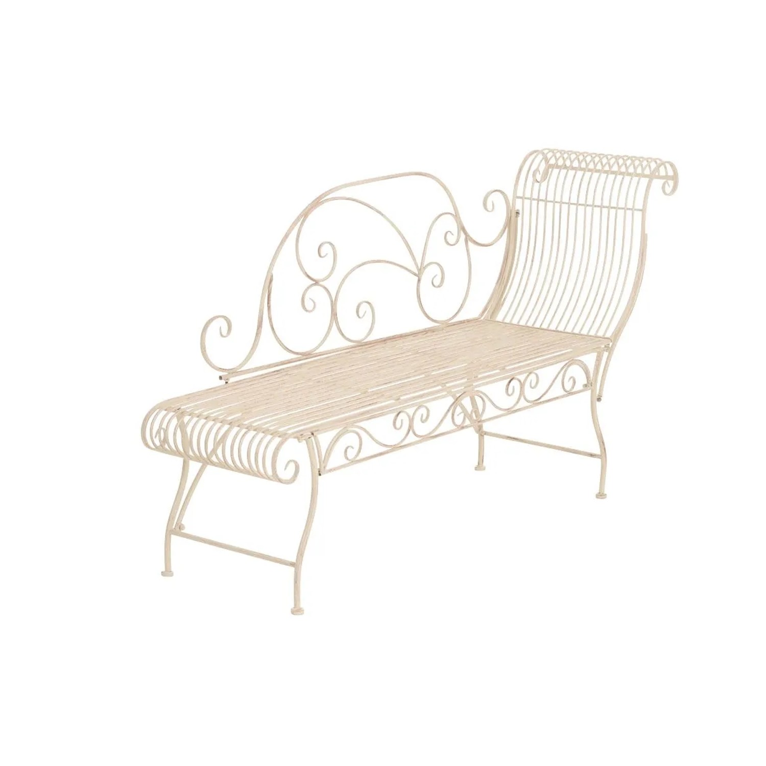 DELUKE Gartenbank SIZON Metall Beige 156x46x78cm Gartenliege Metall Sonnenliege Antik Vintage Gartenstuhl Lang 1 Sitzer