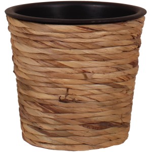 Naturfarbener Übertopf aus Wasserhyazinthe, Ø 21 cm, ideal für den Innenbereich.