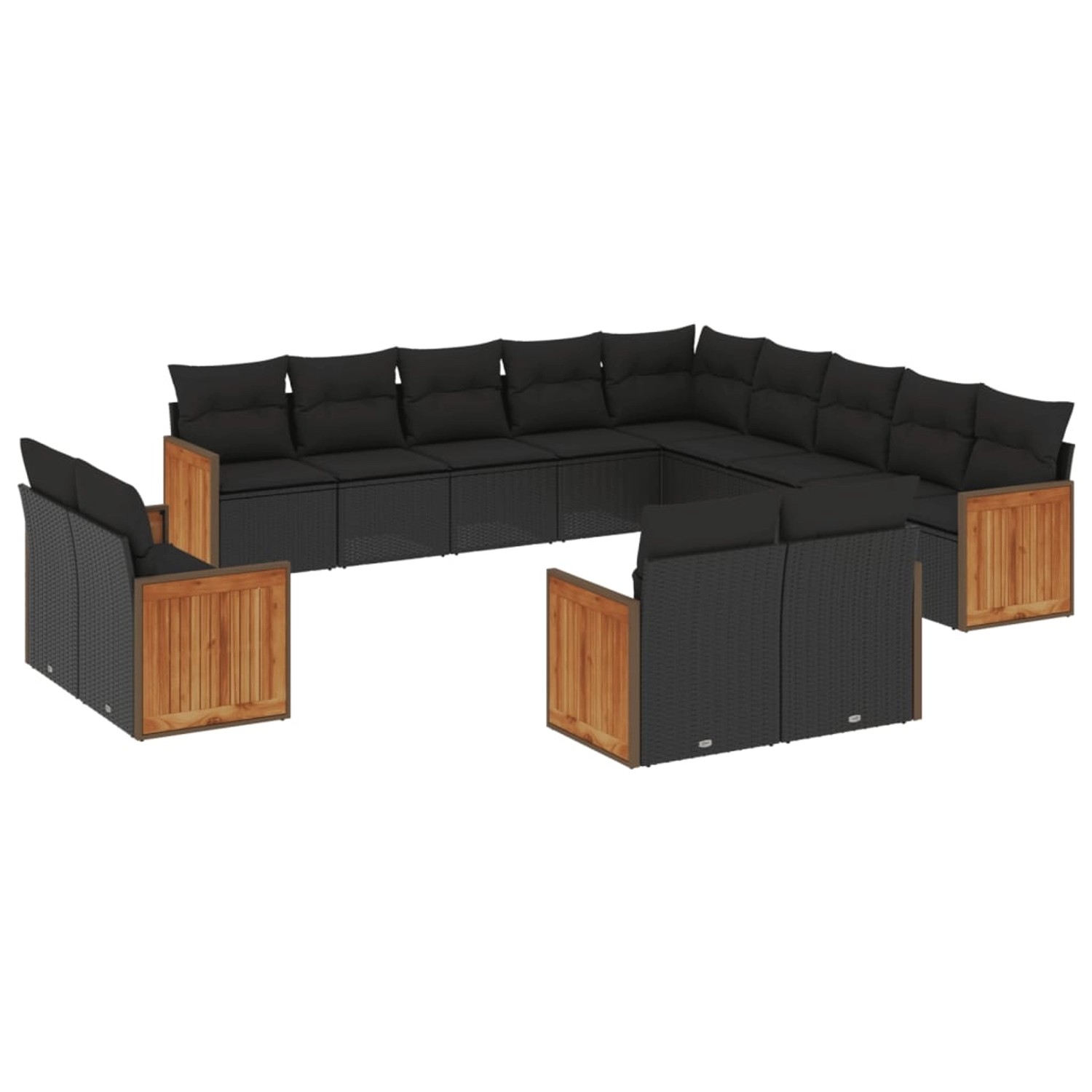 vidaXL 13-Tlg Garten-Sofagarnitur mit Kissen Schwarz Poly Rattan 3228204 günstig online kaufen