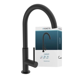 Schütte Spültischarmatur Cardiff, Schwarz Matt, mit hohem, schwenkbarem Auslauf.