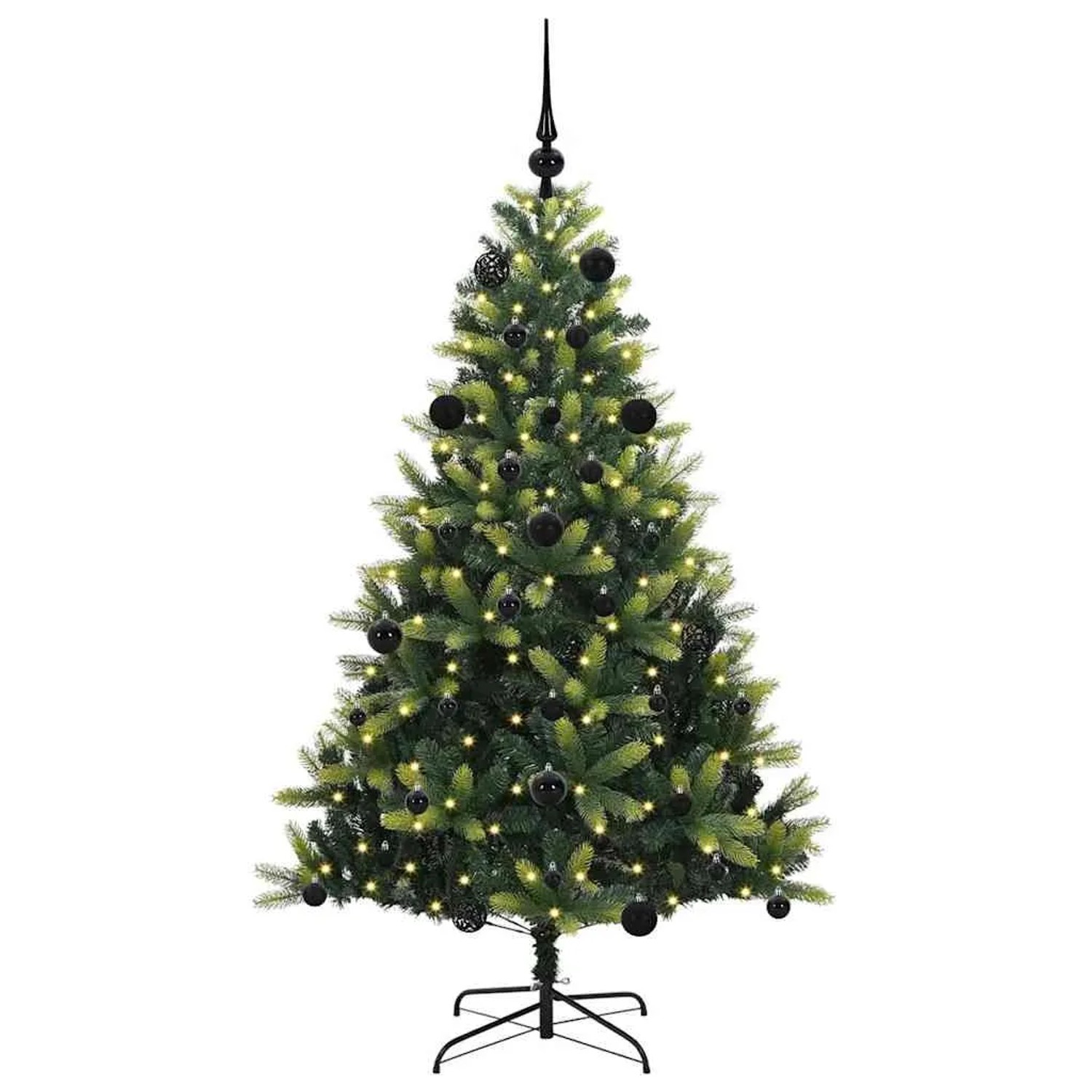 vidaXL Künstlicher Geflammter Weihnachtsbaum 150 LEDs Grün 150 cm 3395983