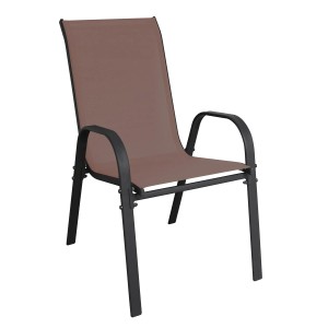 Mojawo Stapelsessel, Gartensessel mit Textilbespannung in Braun und Metallgestell.