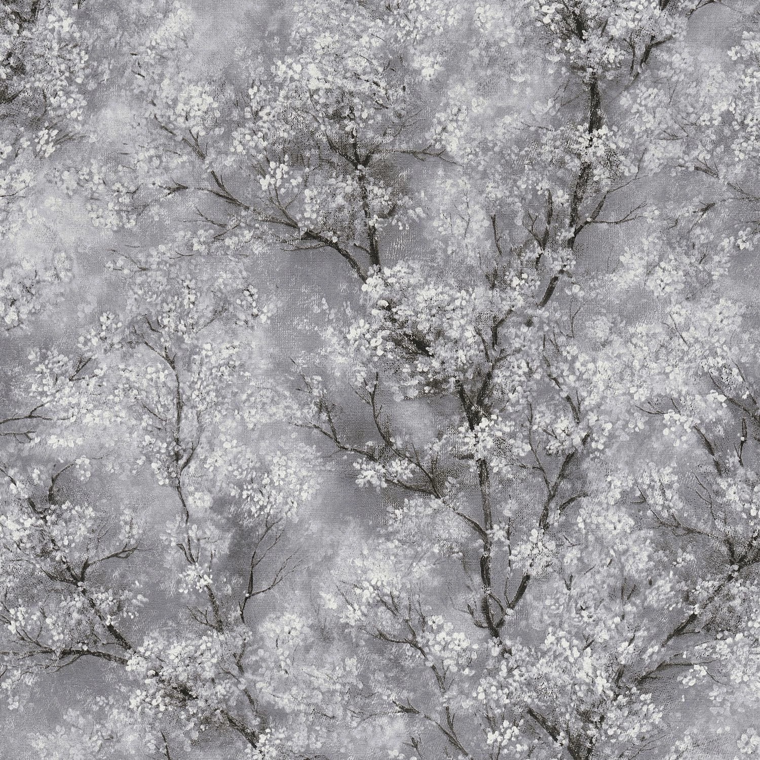 PROFHOME 374201-GU Blumen Tapete Floral schimmernd Grau Schwarz Weiß 0,53 m günstig online kaufen