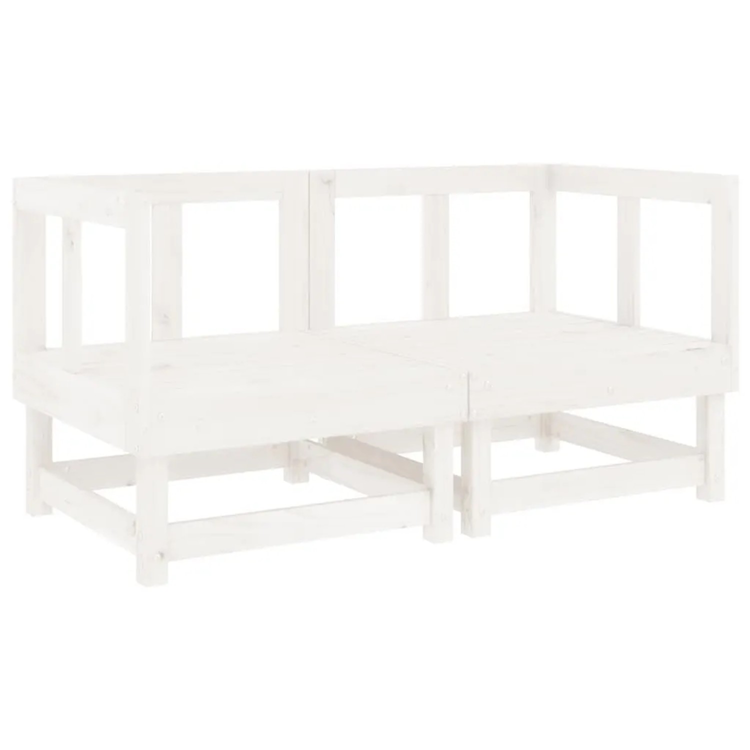vidaXL Garten-Ecksofas 2 Stk Weiß Massivholz Kiefer 825395