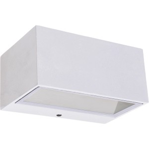 Weiße LED-Außenwandleuchte Gemini von LUTEC aus Aluminiumguss für den Außenbereich.