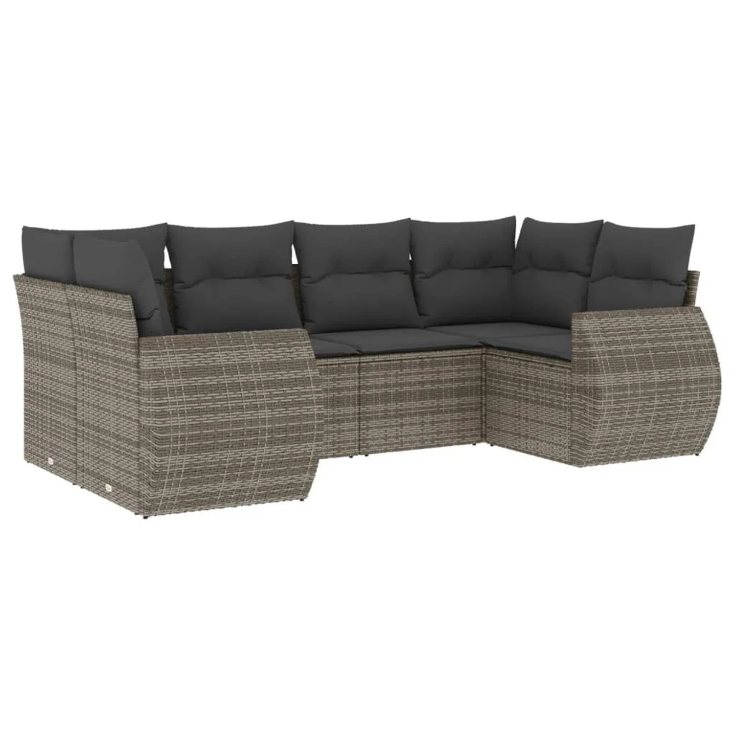 vidaXL 6-Tlg Garten-Sofagarnitur mit Kissen Grau Poly Rattan 3221779