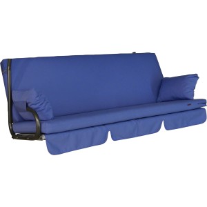 Hellblaue Angerer Hollywoodschaukel Auflage Element Detroit mit Kissen und Unterlage.