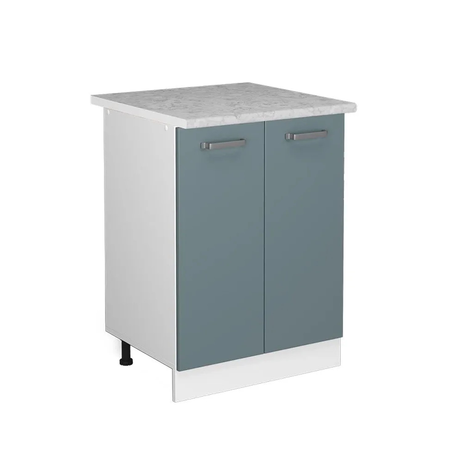 Vicco Küchenunterschrank R-Line Küchenkommode Blau-Grau Weiß 60 cm AP Marmor