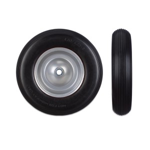 Relaxdays Schubkarrenrad Vollgummi Schwarz-Grau Pannensicher Kugellager 39 cm x 9 cm