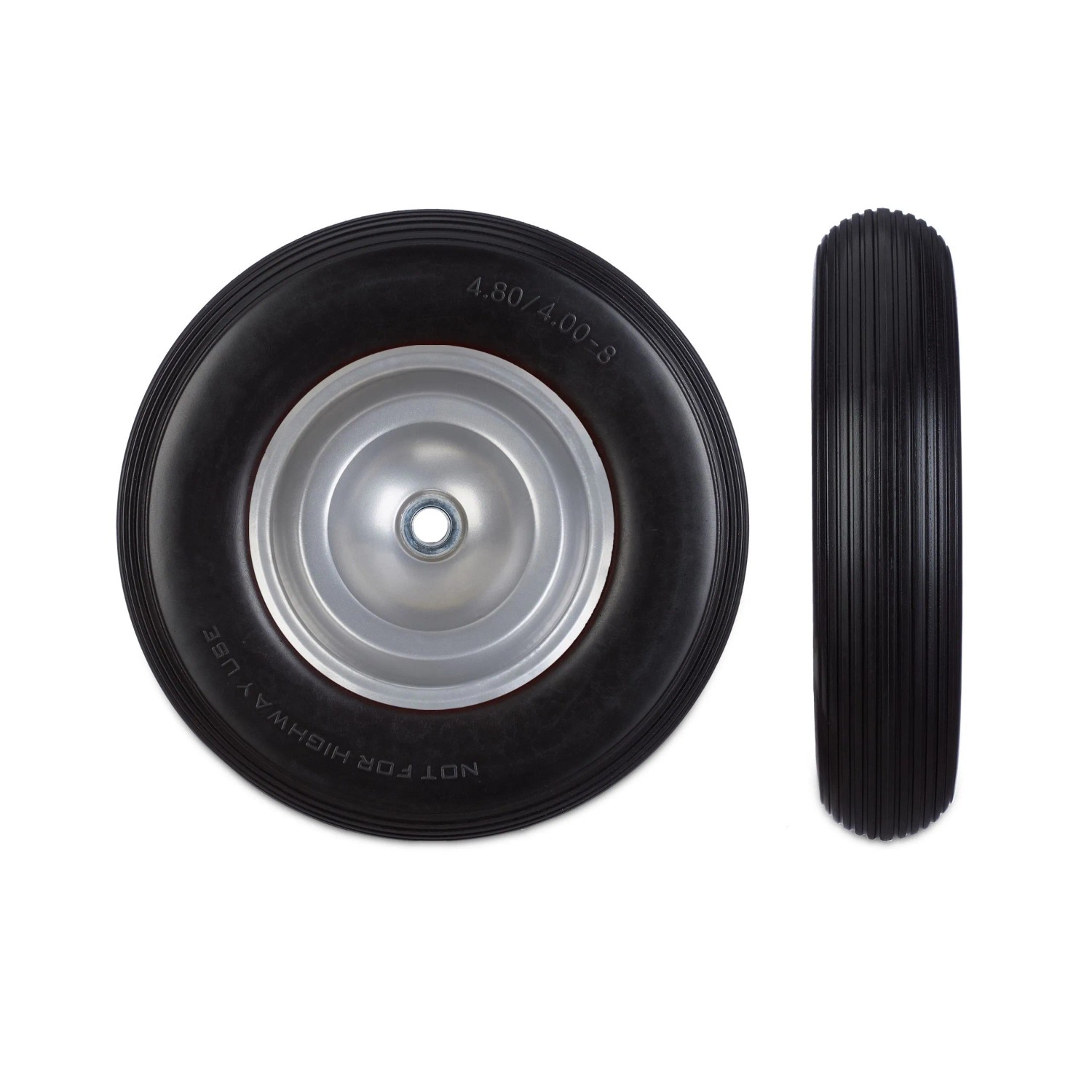 Relaxdays Schubkarrenrad Vollgummi Schwarz-Grau Pannensicher Kugellager 39 cm x 9 cm
