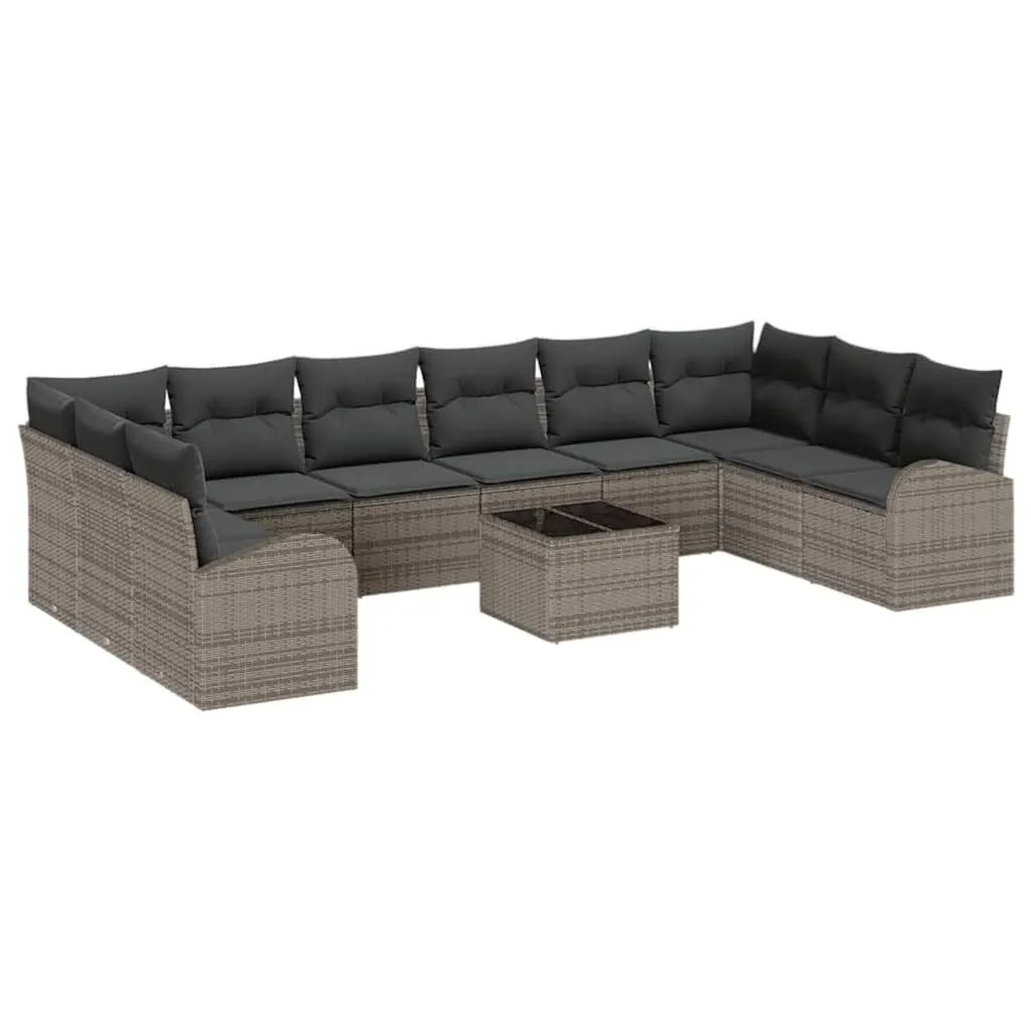 vidaXL Sofa Set mit Kissen mit Speicher 11-Tlg Hellgrau Poly-Rattan 3354898 günstig online kaufen