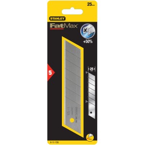 Stanley FatMax Abbrechklingen, 25 mm, 5 Stück. Cuttermesser-Klingen im gelb-schwarzen Blister.