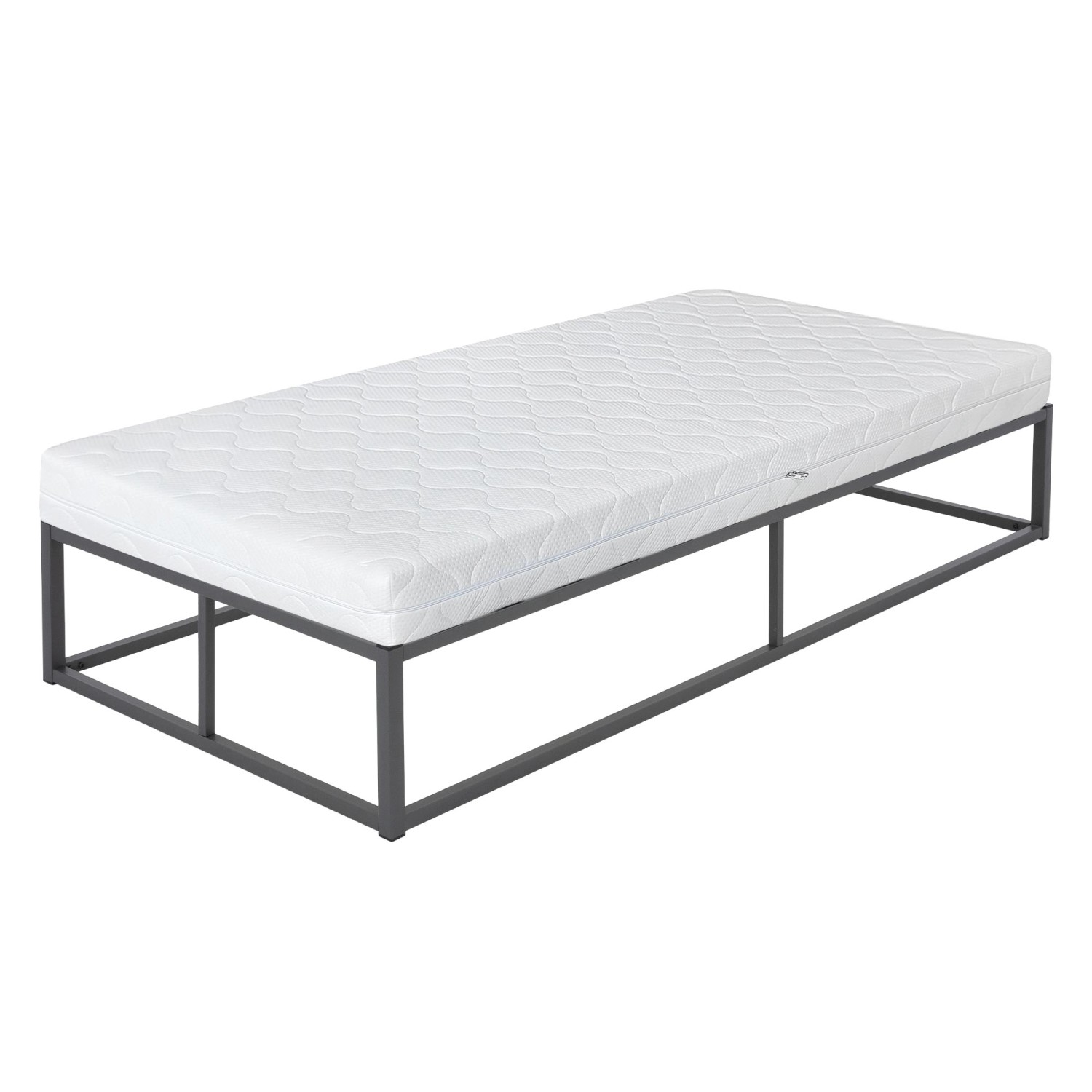 ML-Design Metallbett 90x200cm auf Stahlrahmen Anthrazit Matratze H10cm günstig online kaufen