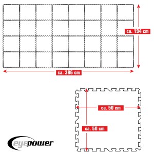 Blaues eyepower Poolunterlage 32er Set, 50x50 cm, als Bodenschutz für Pools.