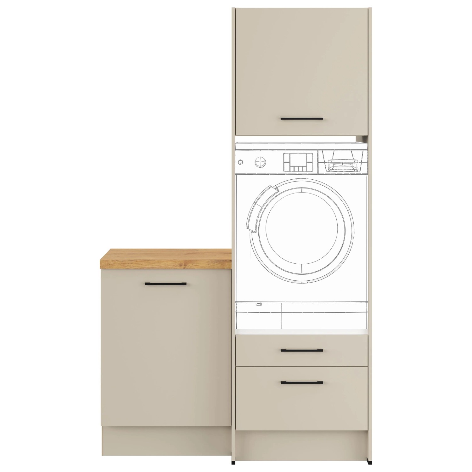 Impuls Küchen Hauswirtschaftsmodul HWR412380 123,2 cm Kieselgrau