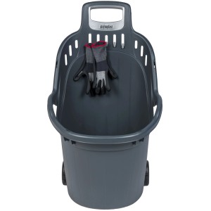 Stefanplast Gartentrolley, 60 l, Anthrazit. Gartenhelfer mit Rädern und Griff. Inklusive Gartenhandschuhe.