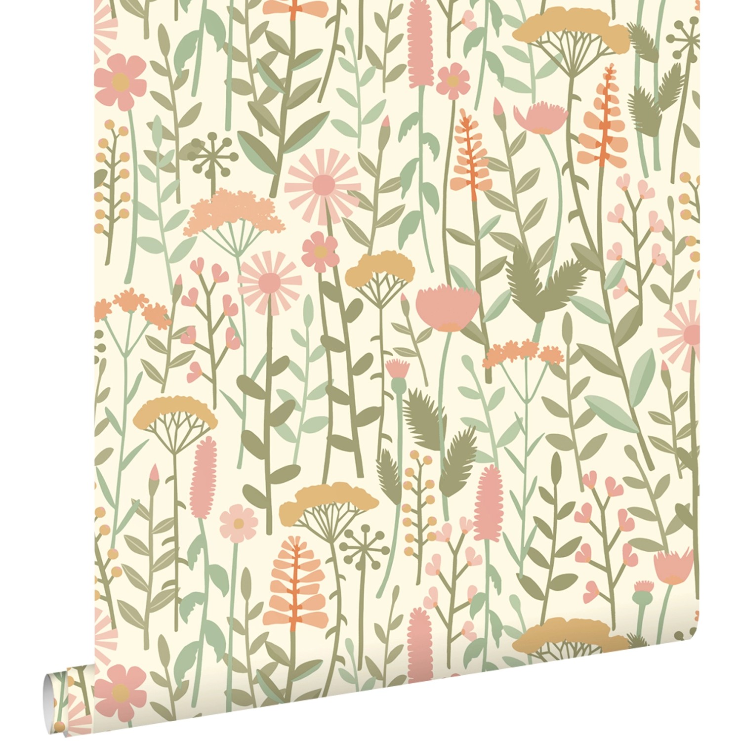 ESTAhome Tapete Feldblumen Hellgrün und Rosa 50 x 900 cm günstig online kaufen