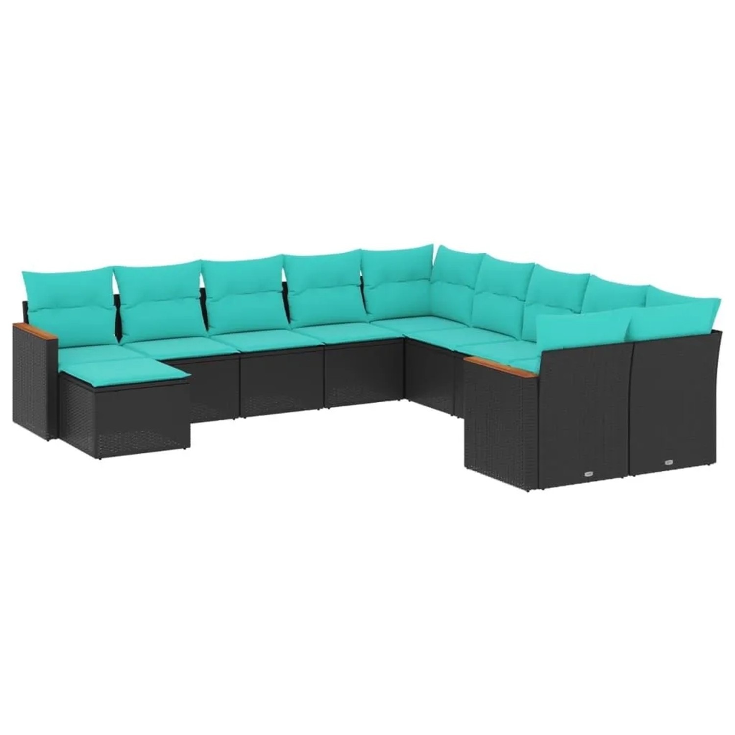 vidaXL 11-Tlg Gartensofa-Set mit Kissen Schwarz Polyrattan 3226568 günstig online kaufen