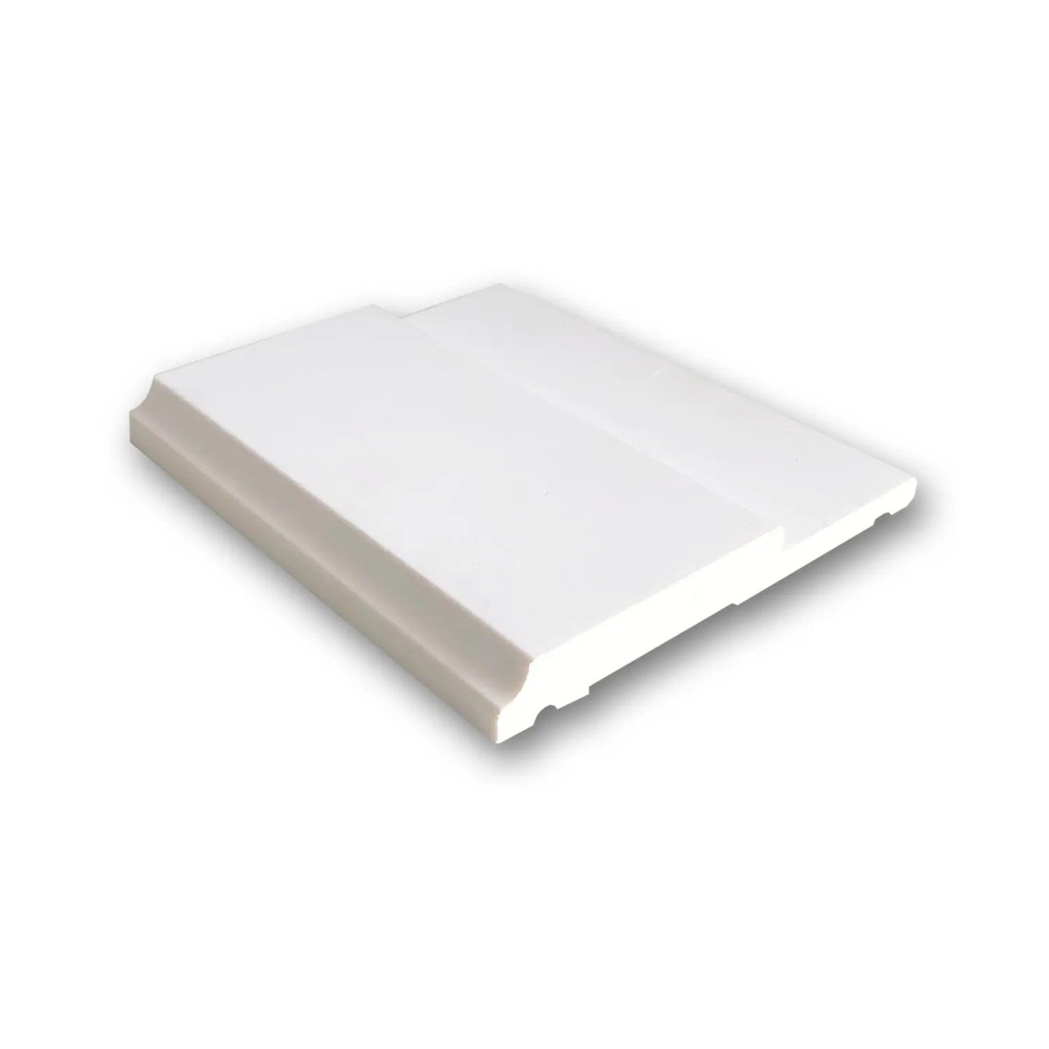 Weißes ORAC LUXXUS Zierleisten Musterstück, 10 cm lang, mit dekorativem Profil für Deckenplatten.