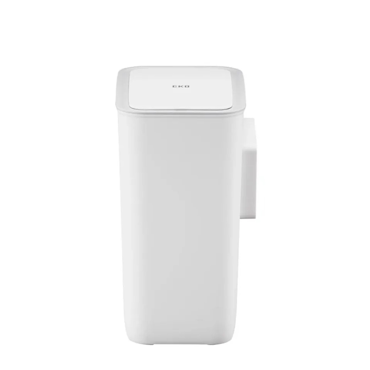 Weißer, quadratischer PROREGAL Mülleimer mit Sensor zur Wandmontage, 8 Liter.