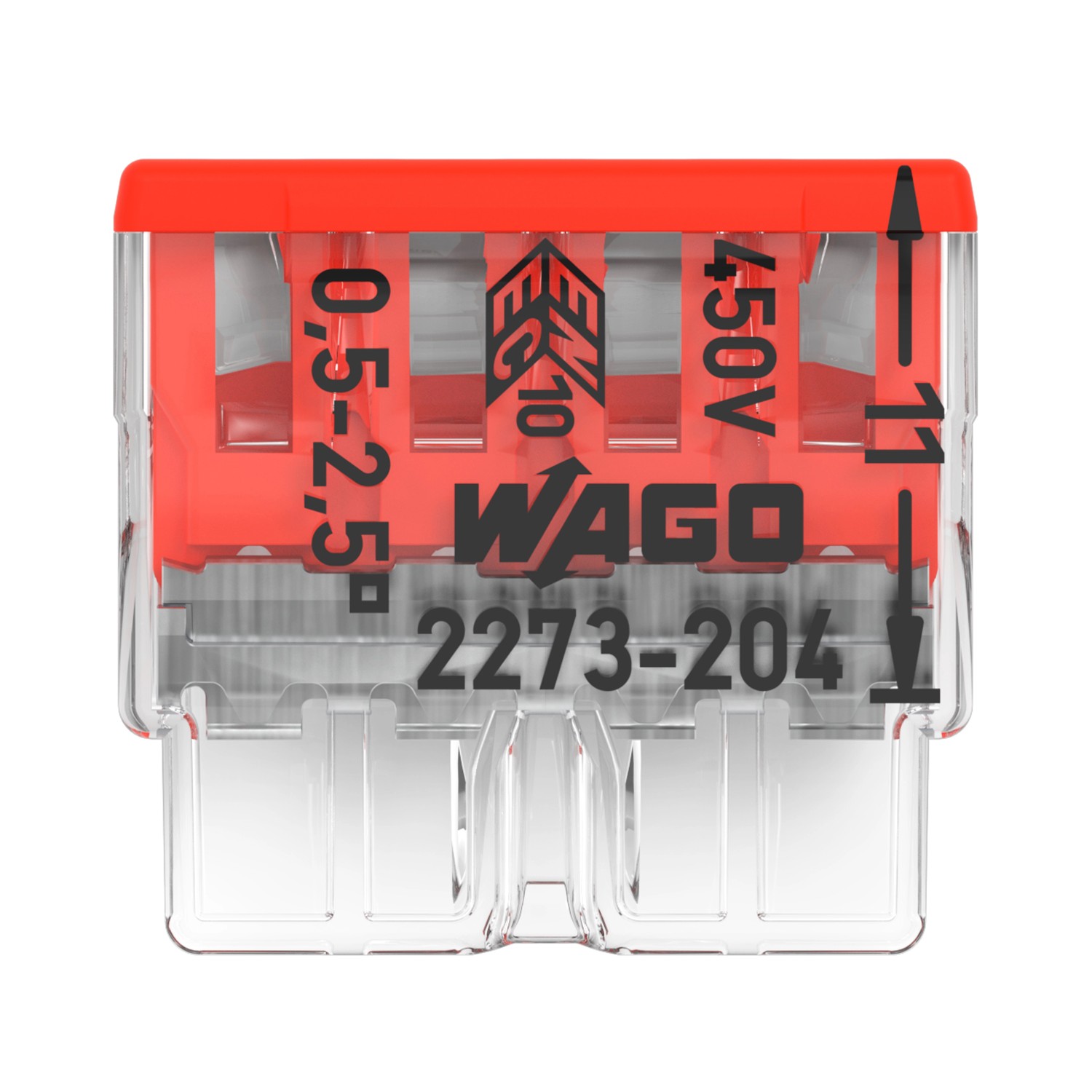 Wago Steckklemme, 4-polig, rot, 10er-Pack. Verbindungsklemme für sichere Elektroinstallation.