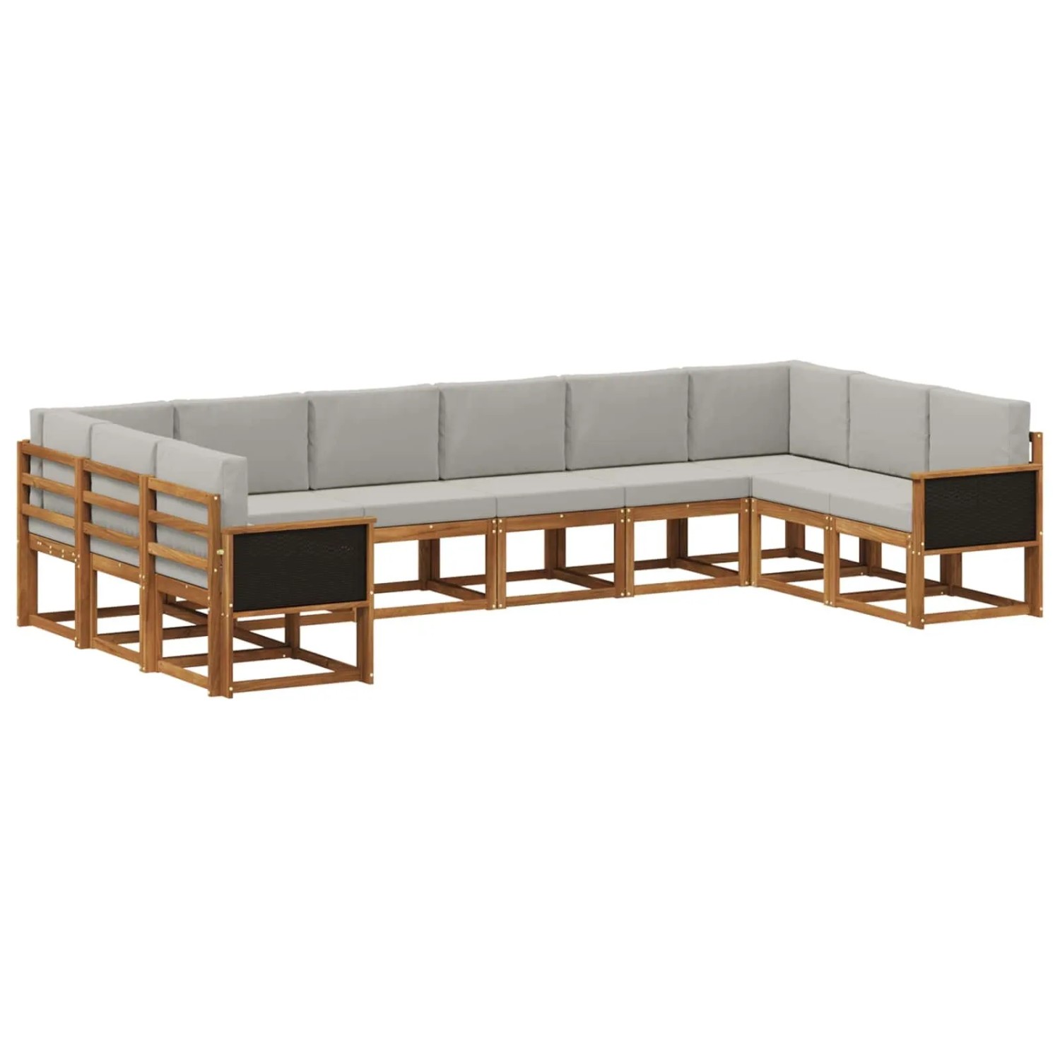 vidaXL Outdoor-Sofagarnitur mit Kissen 10 Stk Natur und Hellgrau 3385562