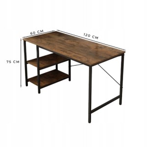 Rebiko Computer-Schreibtisch aus Metall Gaming Loft-Stil industriell 2 Regale 1.2m