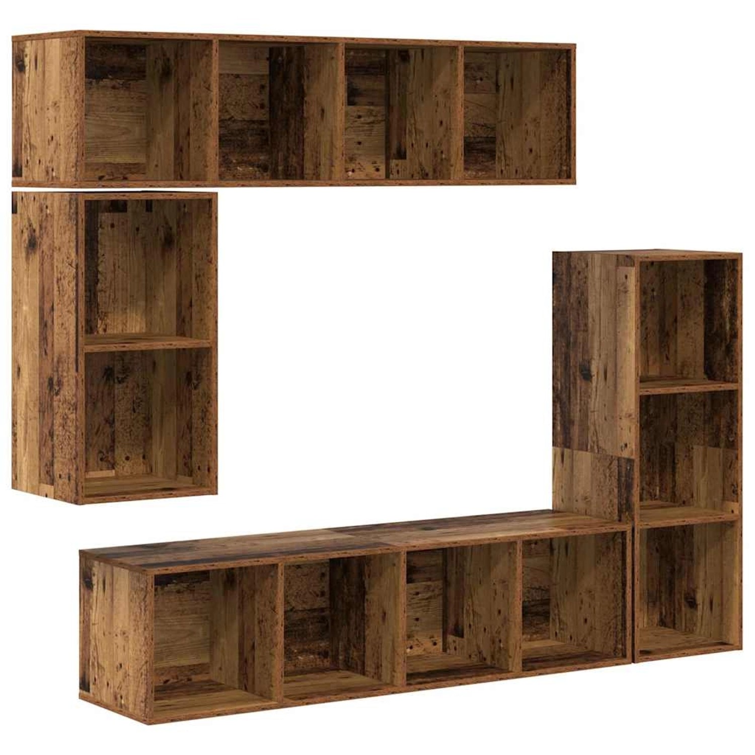 vidaXL TV-Schrank-Set Wandmontiert 4-Tlg Altholz Holzwerkstoff 3393222 günstig online kaufen