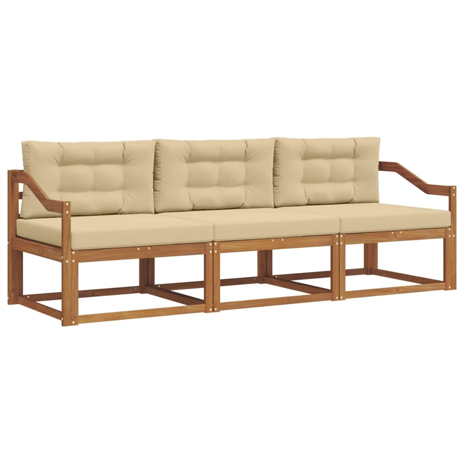 vidaXL Outdoor-Sofagarnitur mit Kissen 3-Tlg Natur und Beige 3367141