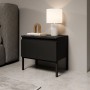 Moderner Selsey Nachttisch Bemmi Schwarz 49 cm mit mattem Finish, Schublade und schlanken Stahlfüßen.