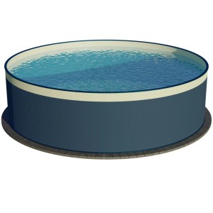 Runder, anthrazitfarbener Waterman Stahlwandpool (350x120cm) mit Sandfarbener Folie.