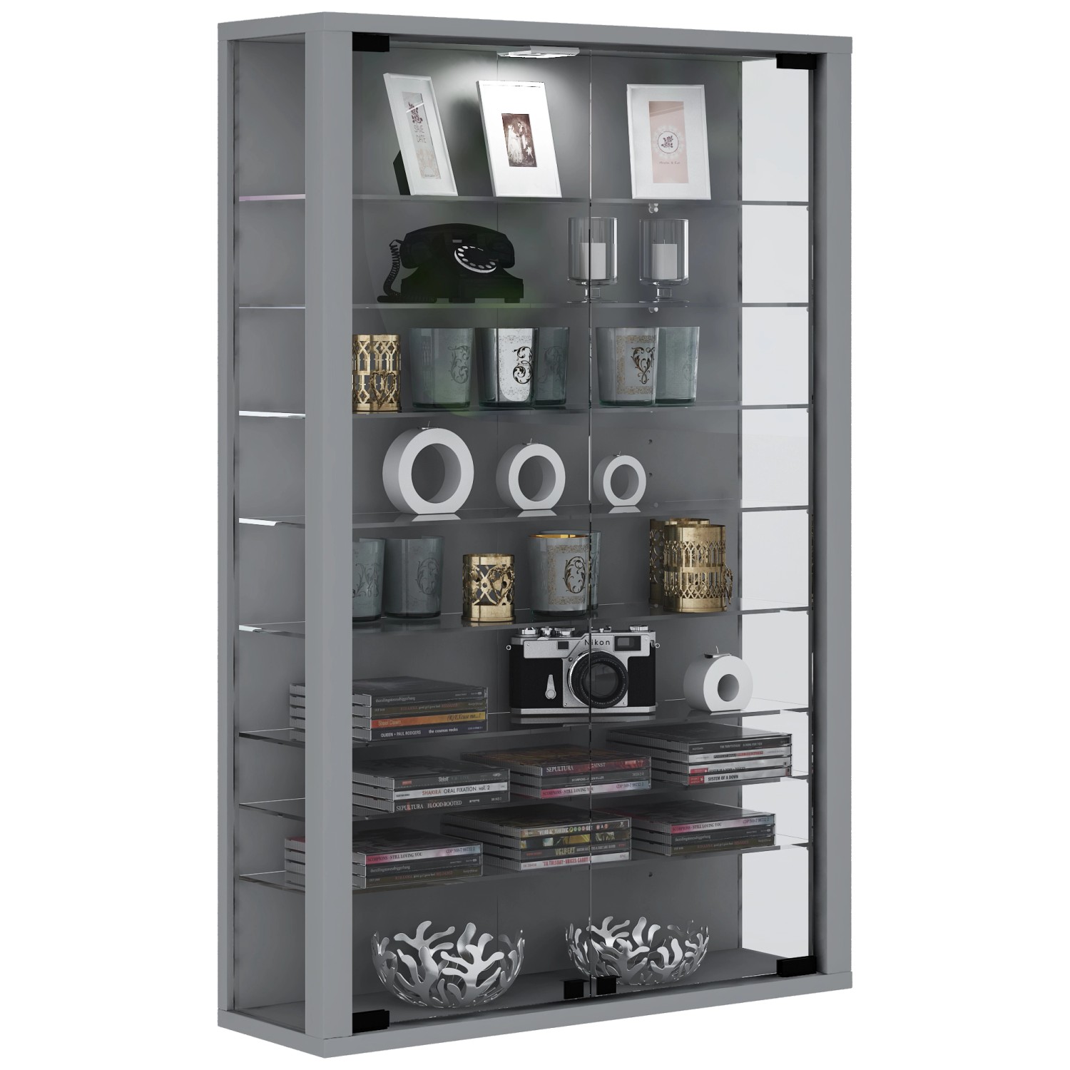 ebuy24 Vitrosa Mini Vitrinenschrank Wandhängend mit 2 Glastüren 8 Glasböden günstig online kaufen
