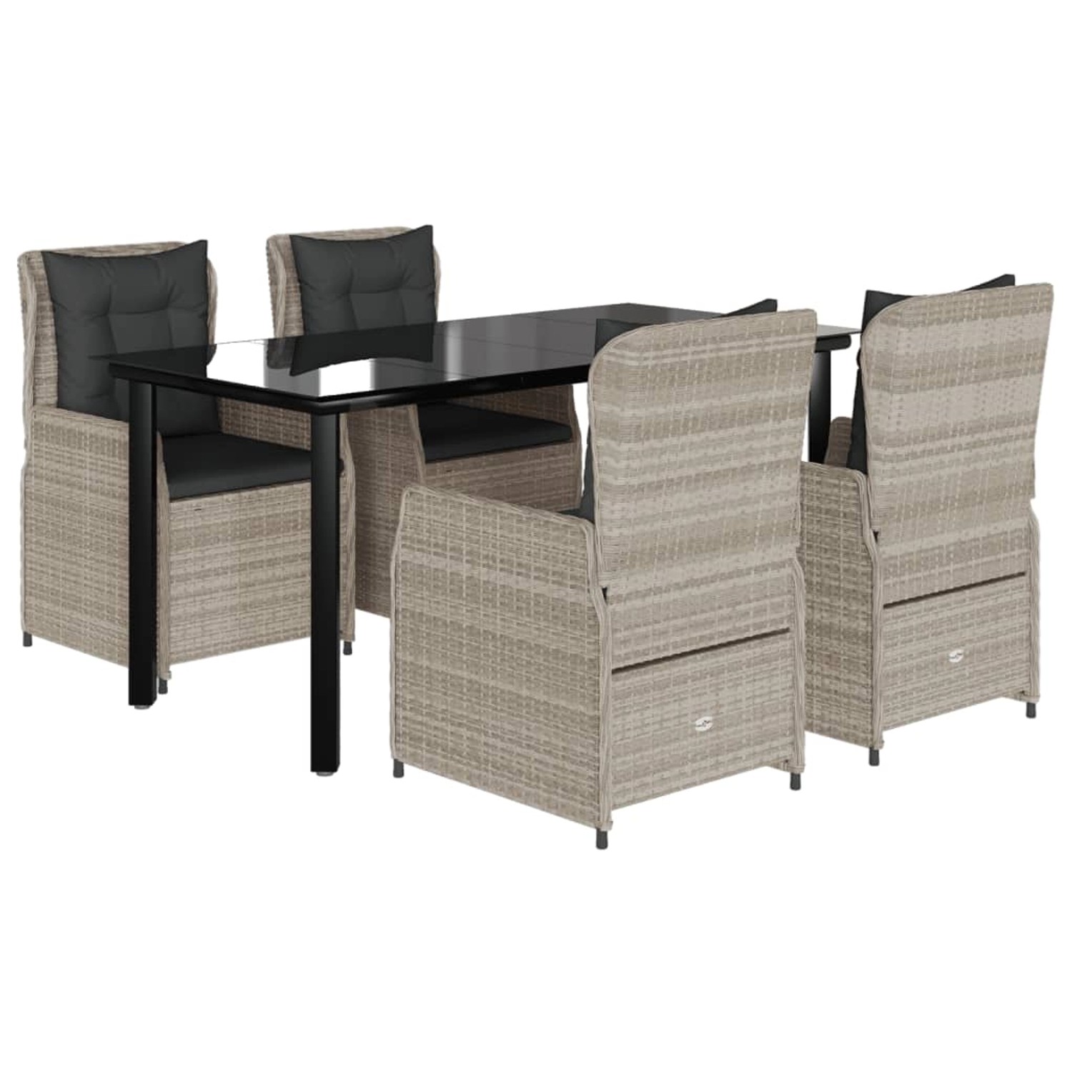 vidaXL 5-Tlg Garten-Essgruppe mit Kissen Hellgrau Poly Rattan 3262906 günstig online kaufen