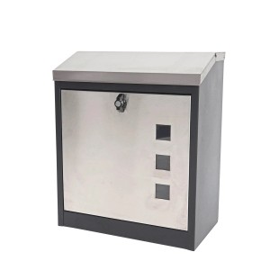 MCW XXL Briefkasten H26, abschließbar, schwarz-Edelstahl, mit Sichtfenstern.