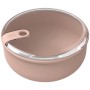 Runde, rosa Rotho Frischhaltedose Ela (1,8 l) mit transparentem Deckel.