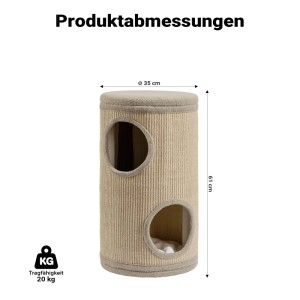 Fudajo Forest Kratztonne Gelb 61Cm Ø35Cm Kratzturm Kratzbaum Katzentonne Katze
