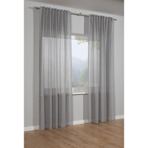 Silbergrauer Bennetti Schal mit Gardinenband, Struktur Uni, 140x245 cm, als Fenstervorhang.