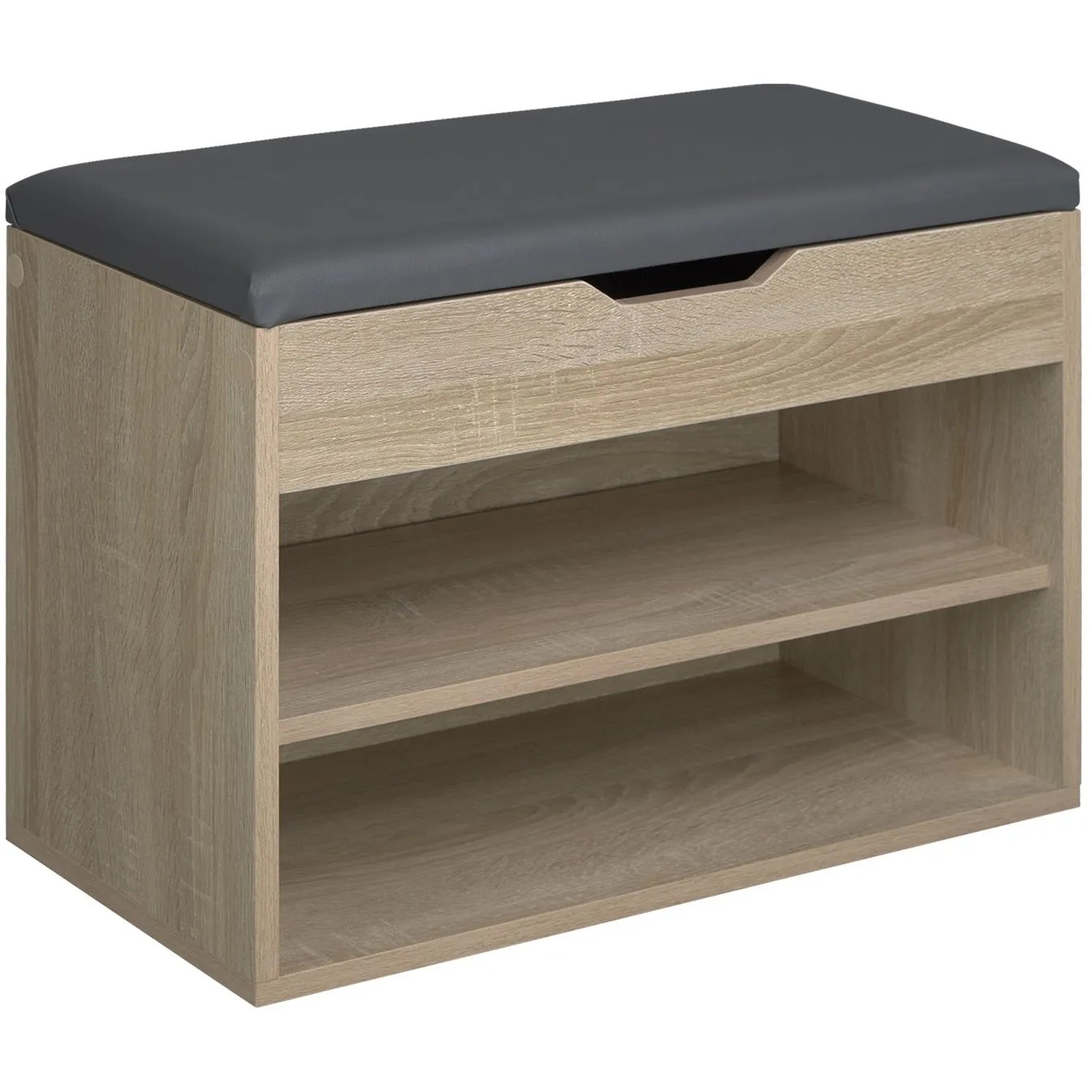 Tectake Schuhbank Jasmina Für 6 Paar Schuhe Mit Sitzpolster  60 x 30 x 43 50 cm Holz Hell  Eiche Sonoma