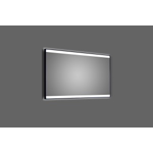 DSK Design LED-Lichtspiegel Black Stark, 120x70 cm, mit schwarzem Rahmen und LED-Beleuchtung oben und unten.